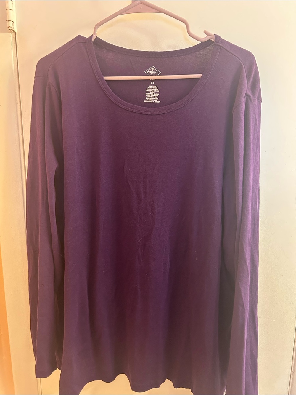 St. John's Bay Purple Long Sleeve Crew Neck Top